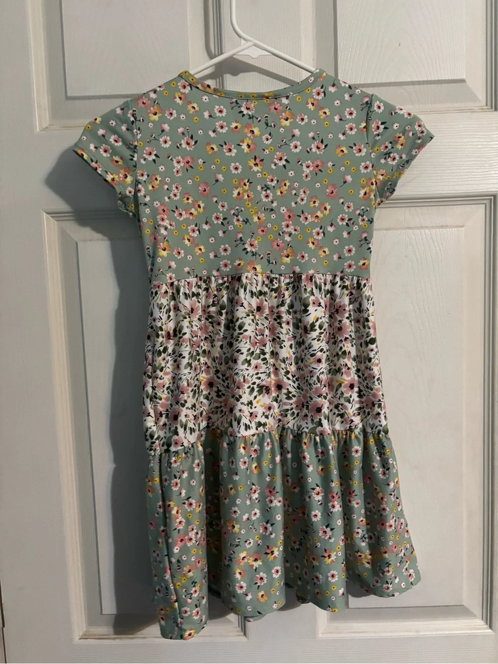 Girls' Floral Tiered Short Sleeve Dress - Mint Green by Silvers + Co